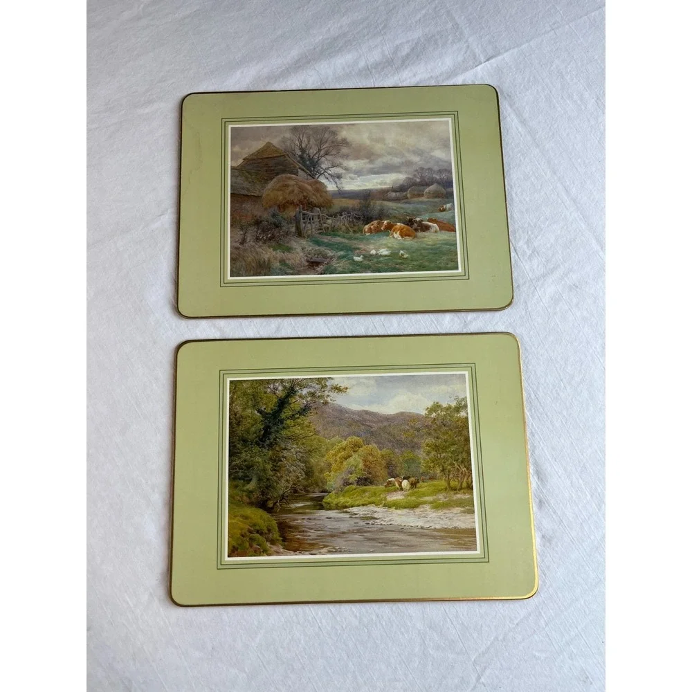 Vintage St Michael Table Mat Coaster Set Marks & Spencer English Countryside Art